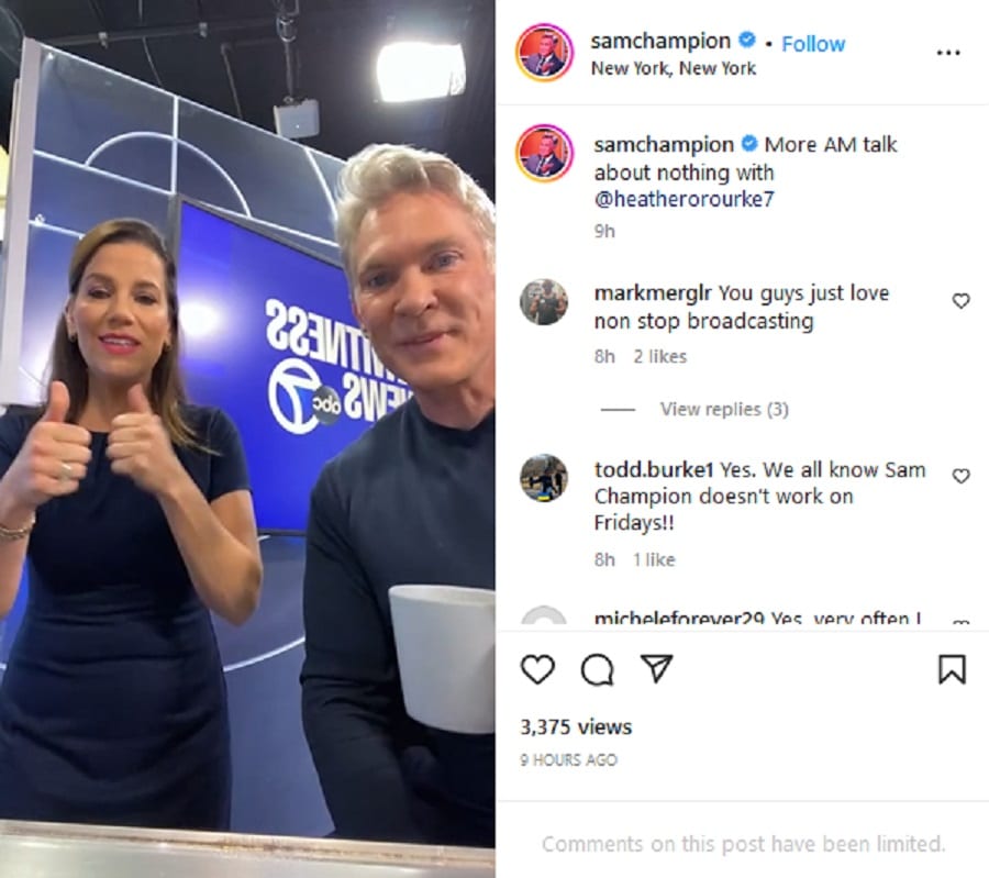 Sam Champion & Heather O'Rourke Instagram Live [Sam Champion | Instagram]