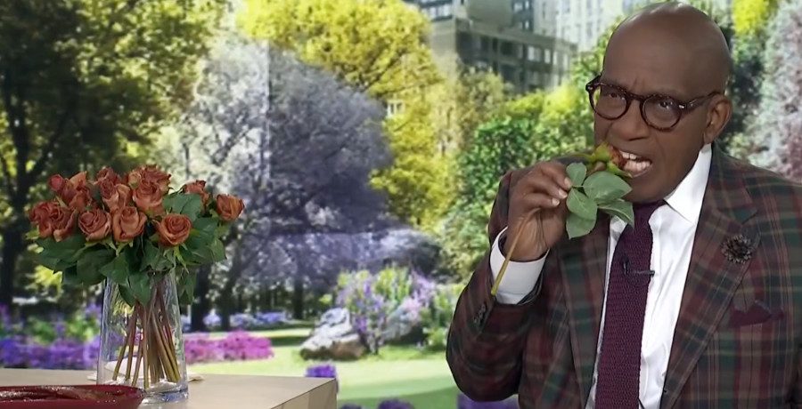 Al Roker takes a bite out of a bacon bouquet/Credit: YouTube
